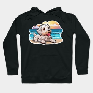 Dog on the beach Westie West Highland Terrier Hoodie